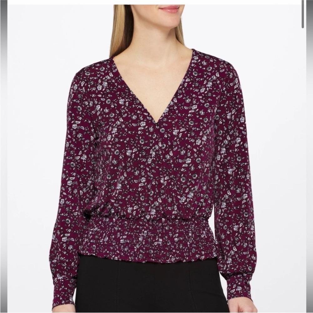 Chesapeake Smocked Knit Top - Burgundy